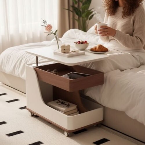 Modern Multi-Functional Rolling Side Table - Image 3
