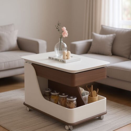 Modern Multi-Functional Rolling Side Table - Image 2