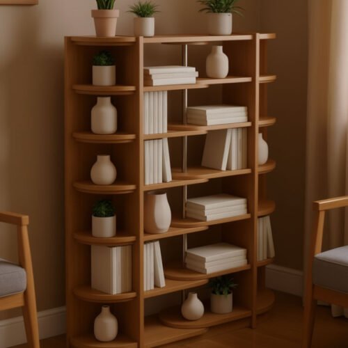 Elegant Rotating Corner Bookshelf - Image 1