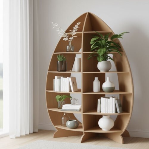 Egg-Shaped Wooden Bookshelf - Image 3