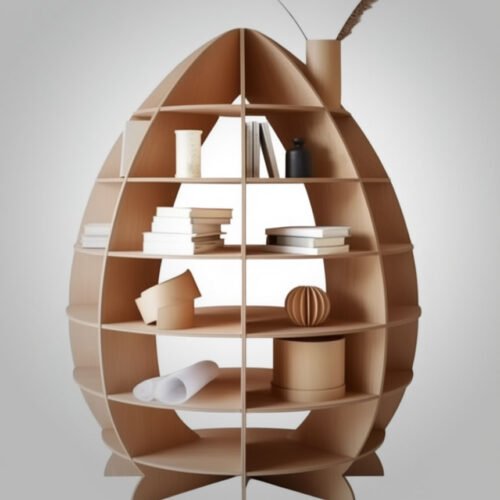 Egg-Shaped Wooden Bookshelf - Image 5