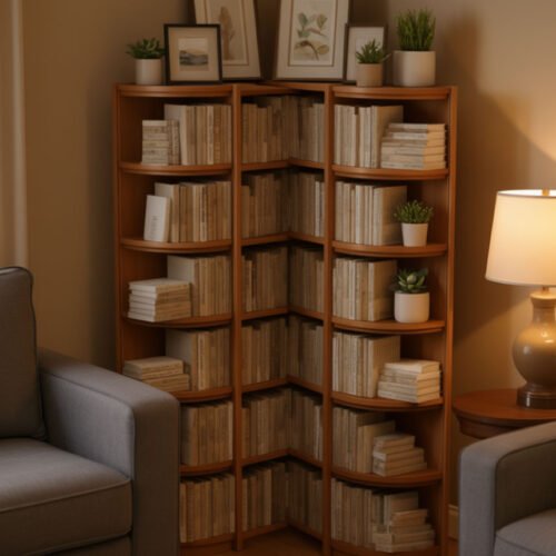 Elegant Rotating Corner Bookshelf - Image 3